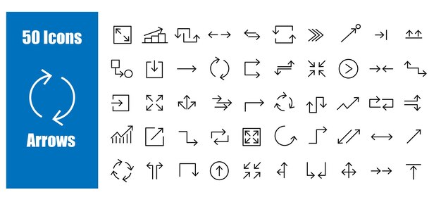 Establezca la dirección del icono del vector de flecha diseño del símbolo de la red de colección elemento simple aislado