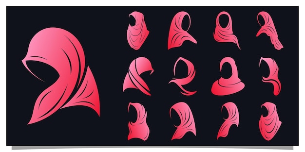 Establezca el diseño del logotipo de estilo hijab para la moda muslimah con un concepto único premium vector parte 2