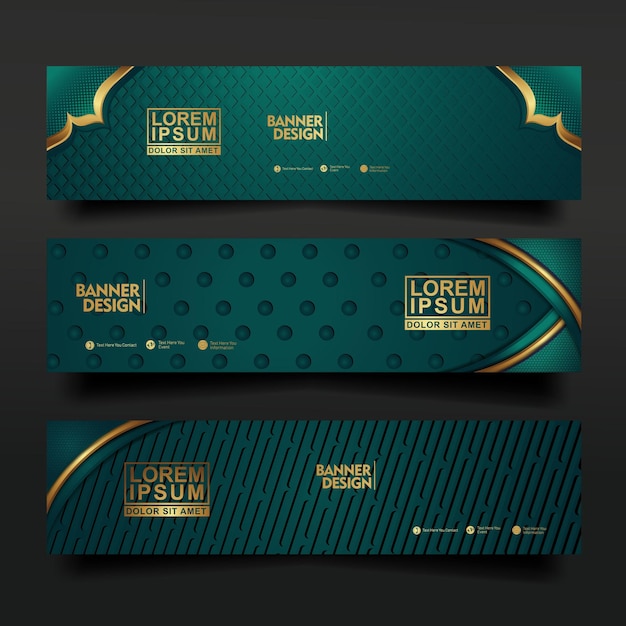 Establezca el diseño de la plantilla de banner con efecto de adorno de forma de líneas lujosas y elegantes en el fondo del patrón de textura