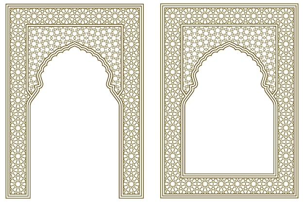 Establezca dos marcos rectangulares del patrón árabe La proporción es cercana al tamaño A4