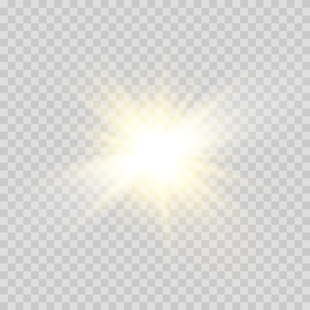 Establezca el efecto de luz brillante con chispas blancas y las estrellas doradas brillan con luz especial Luz blanca brillante Luz de estrella de los rayos El sol está retroiluminado Hermosa estrella brillante Luz solar EPS10