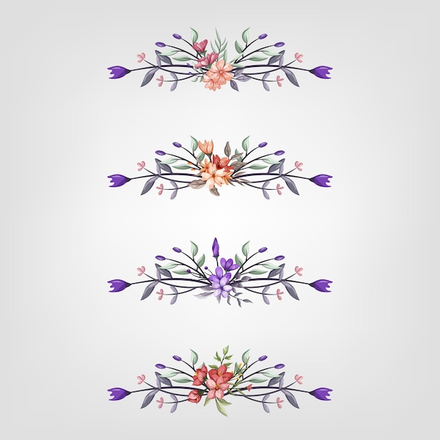 Establezca la flor botánica los elementos florales decorativos para la invitación