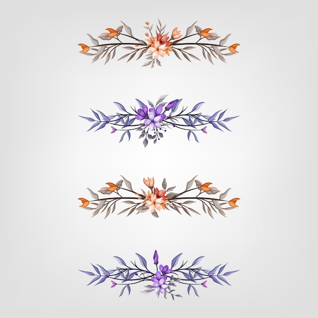 Establezca la flor botánica los elementos florales decorativos para la invitación