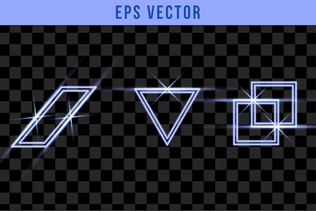 Establezca una forma geométrica azul claro, para usar en un fondo oscuro. Transparencia solo en vector