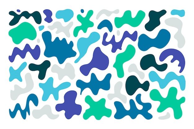 Establezca formas aleatorias forma irregular manchas de colores líquido colorido mancha orgánica vector de forma lisa