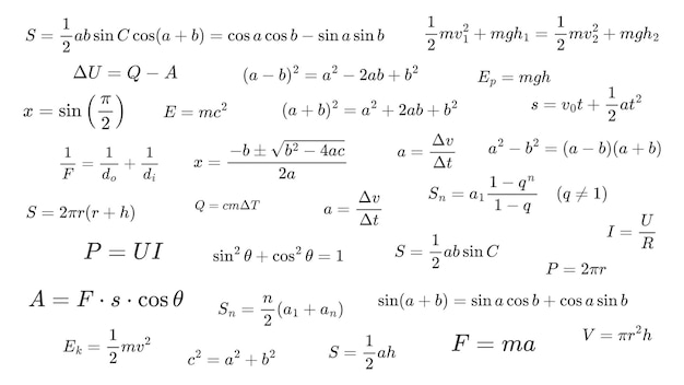 Establezca fórmulas esenciales de física matemática en el concepto de fondo blanco en la mecánica de la física matemática