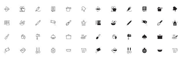 Establezca el icono de la cocina y el equipo de cocción