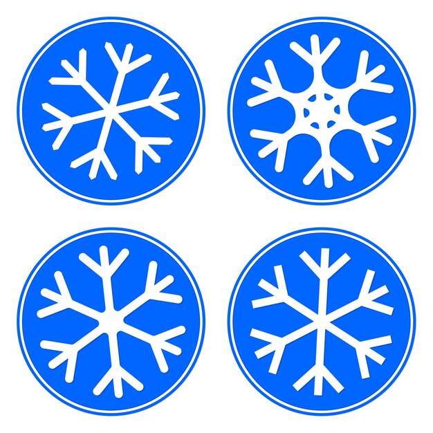 Establezca el icono de copo de nieve símbolos de invierno plantilla diseño gráfico plano