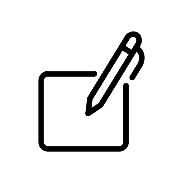 Establezca el icono de edición, el botón de edición del documento, dibujar el bloc de notas, un signo simple, crear una nueva página o hoja, un símbolo vectorial, editar o crear un nuevo icono de registro.