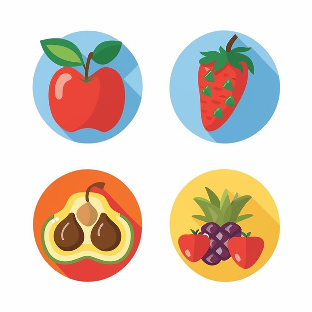 Vector establezca el icono de frutas y verduras deliciosas de verano