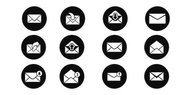 Establezca el icono del mensaje El correo electrónico o las ilustraciones de noticias El signo vectorial y el símbolo El icono de la línea negra