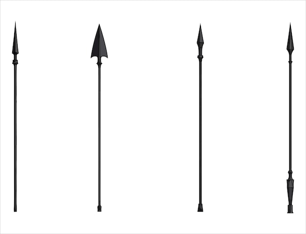 Establezca el icono negro Arpón Un diseño vectorial de arma tradicional