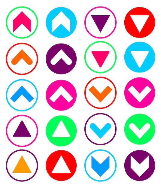 Establezca iconos de flecha símbolos plantilla de diseño signos aislados ilustración vectorial