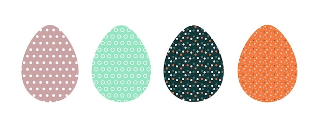 Establezca iconos de huevos de Pascua de colores con ilustración vectorial de patrón elementos de estilo plano tarjetas de vacaciones