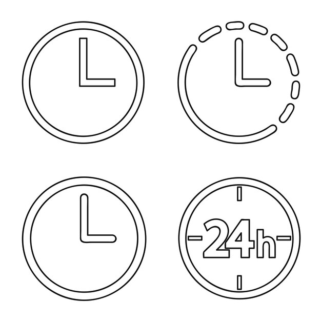 Establezca iconos de reloj diseño plano plantilla ilustración vectorial