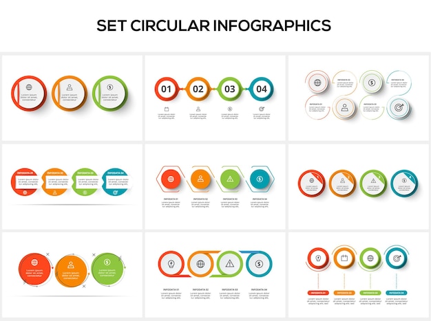 Establezca una infografía circular con opciones de 3 4 pasos, partes o procesos Visualización de datos comerciales