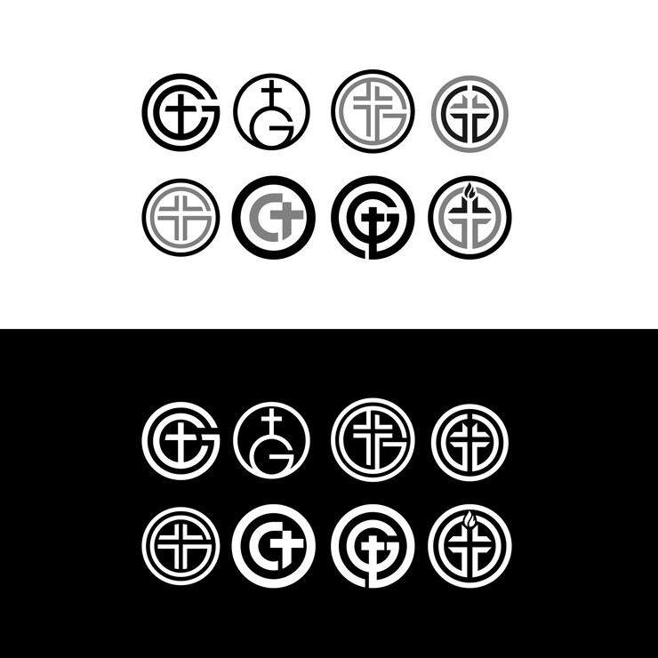 Vector establezca la letra inicial g con la inspiración del diseño del logotipo de la iglesia del símbolo