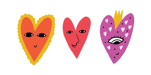 Establezca el letrero colorido de Doodle Funky Y2K Heart