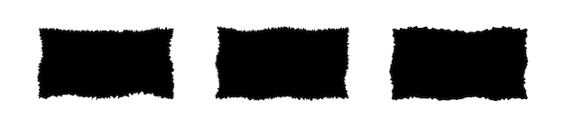Establezca marcos rectangulares negros con bordes dentados aislados sobre un fondo blanco Ilustración vectorial