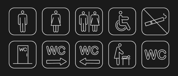 Establezca la navegación del baño Wayfinding wc hembra macho para discapacitados y habitación de madre e hijo Vector