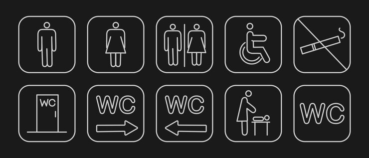 Vector establezca la navegación del baño wayfinding wc hembra macho para discapacitados y habitación de madre e hijo vector