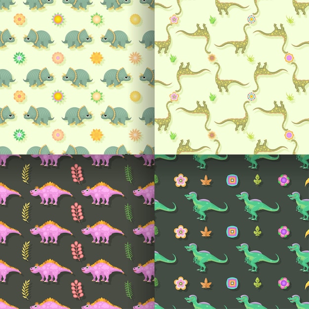 Establezca el patrón sin costuras Elementos abstractos Dino animal Diseño vectorial Estilo Ilustración de fondo