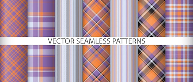Establezca el patrón vectorial textil Plaid fondo sin costuras Texturas de tela de tartán