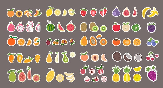 Establezca patrones sin costuras frutas en diseño plano simple patrón sin costuras con frutas exóticas