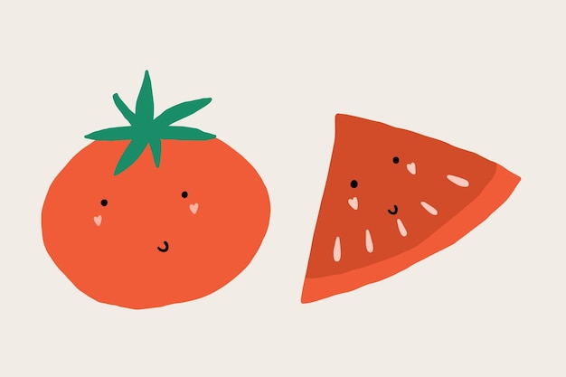 Establezca el personaje de Doodle Playful Tomato