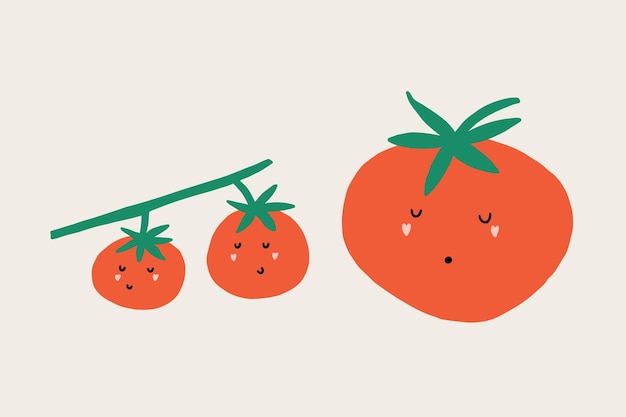 Establezca el personaje de Doodle Tomato Branch Vine