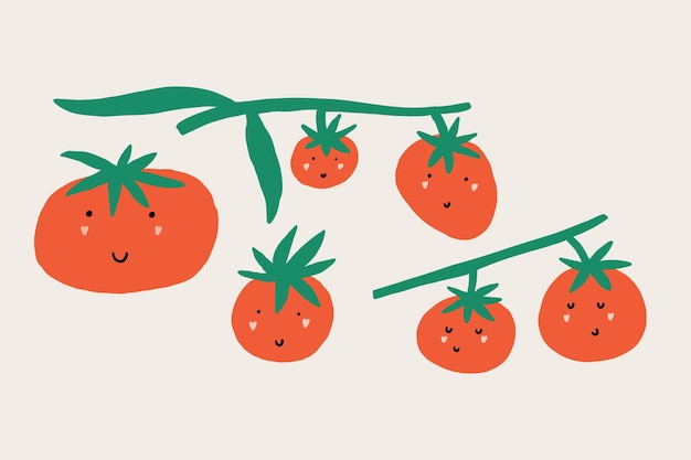 Establezca el personaje de Doodle Tomato Branch Vine
