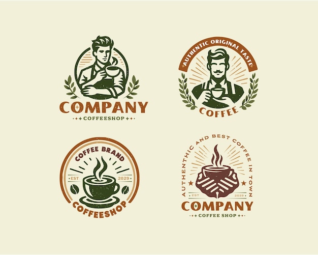 Establezca una plantilla de logotipo de café vintage para el negocio de alimentos y bebidas