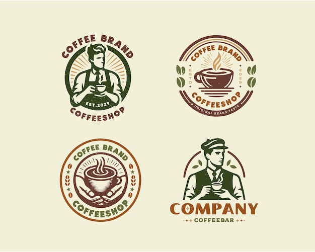 Establezca una plantilla de logotipo de café vintage para el negocio de alimentos y bebidas