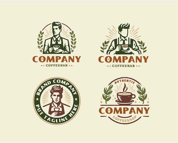 Establezca una plantilla de logotipo de café vintage para el negocio de alimentos y bebidas