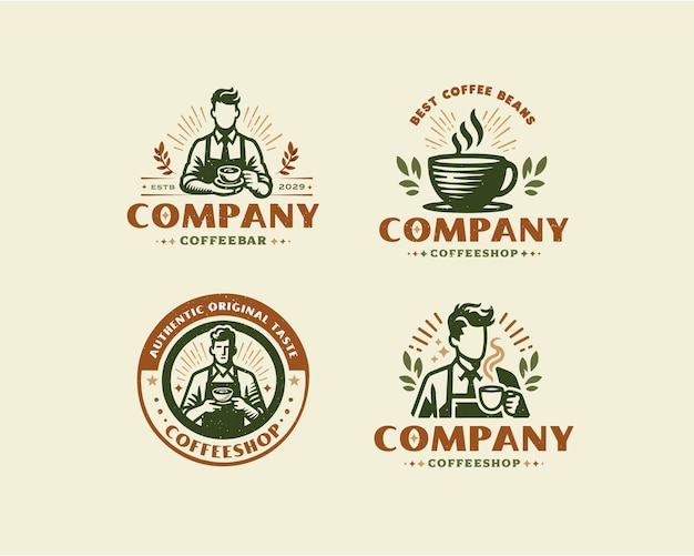 Establezca una plantilla de logotipo de café vintage para el negocio de alimentos y bebidas