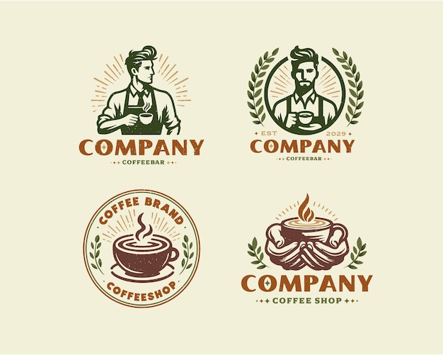 Establezca una plantilla de logotipo de café vintage para el negocio de alimentos y bebidas