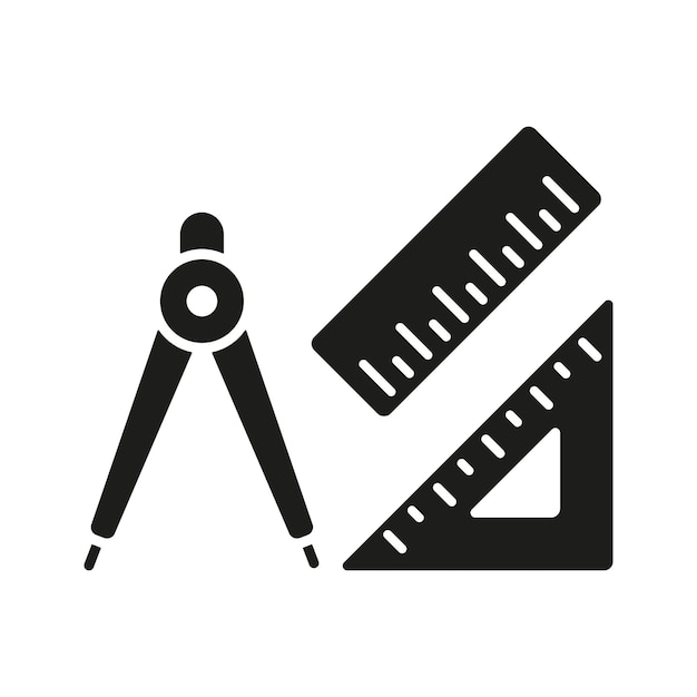 Establezca la regla cuadrada, el triángulo, la brújula, el icono, las plantillas de diseño vectorial simples y modernas.