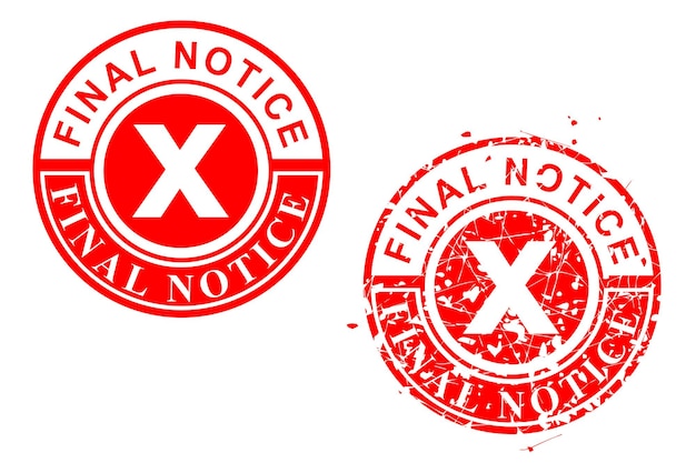 Establezca el sello de goma del círculo rojo oxidado del vector simple, aviso final