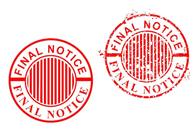 Establezca el sello de goma del círculo rojo oxidado del vector simple, aviso final