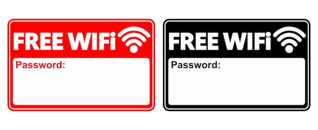 Establezca el signo de icono WiFi gratuito contraseñas de conexión de red inalámbrica etiquetas plantilla de diseño