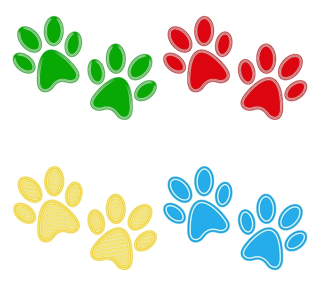 Establezca el símbolo del icono de la huella de la pata Impresión vectorial del diseño del gato del perro de la huella del animal Ilustración.