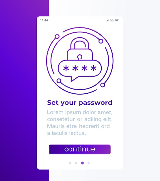 Establezca su contraseña en el banner móvil con el icono de la línea