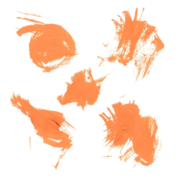 Vector establezca la textura de las manchas de pintura naranja sobre fondo blanco 12