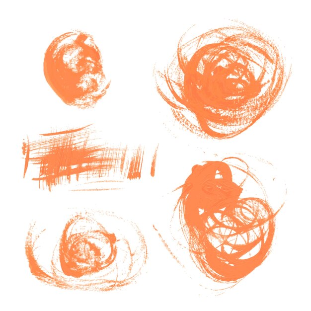 Establezca la textura de las manchas de pintura naranja sobre fondo blanco 25
