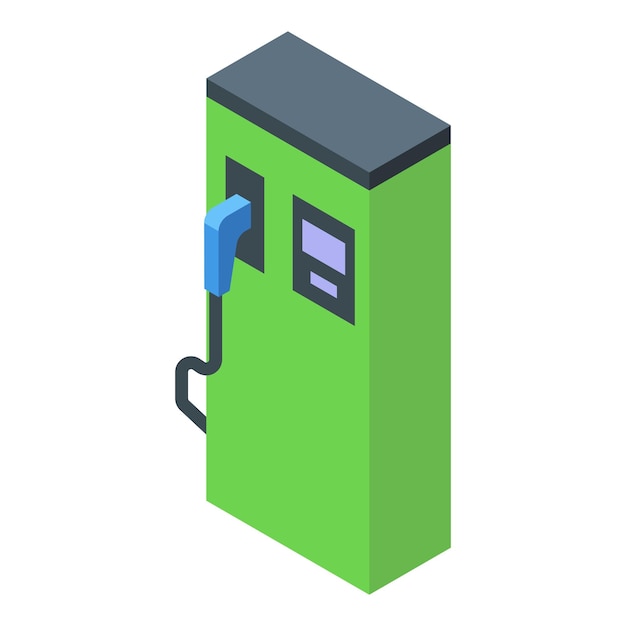 Estación de calefacción de vehículos eléctricos verdes que proporciona energía sostenible icono isométrico