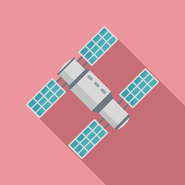 Estación espacial con icono de panel solar Ilustración plana de estación espacial con icono de vector de panel solar para diseño web