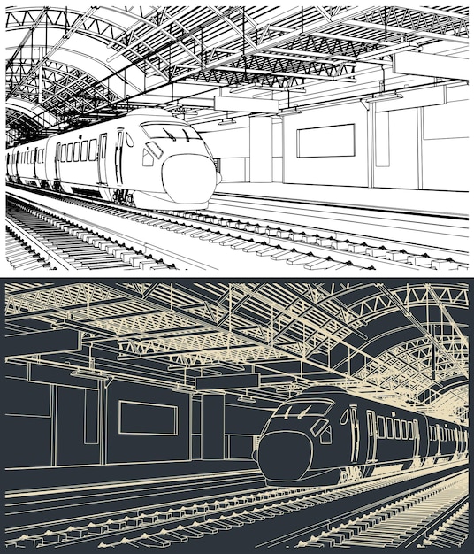 Estación ferroviaria con un tren de alta velocidad