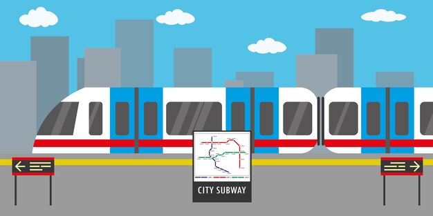 Estación de metro tren moderno en el fondo de la ciudad