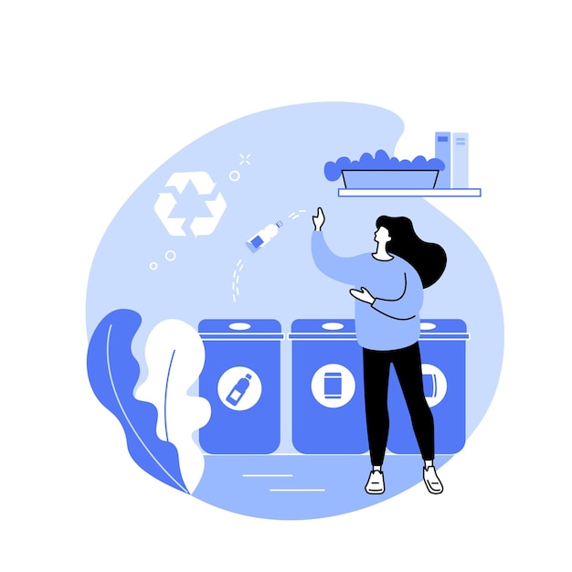 Estación de reciclaje ilustraciones de vectores de dibujos animados aislados