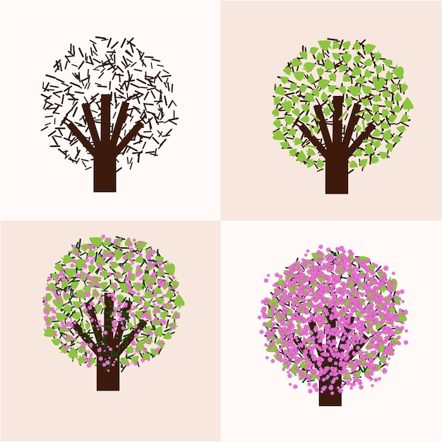 estaciones árbol flor seco creciente